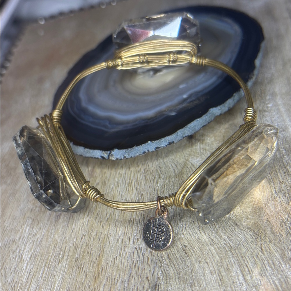 Bourbon And Bowtie, Glass Crystal Chunk Wire Wrap, Layering Bracelet
